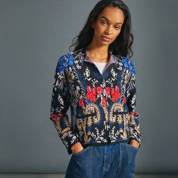 Anthropologie Pilcro Debra Cropped Sweater Jacket in Black - sz XS - Picture 2 of 13